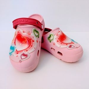 Crocs Hearts Pink Girls Junior Women Sandals Shoes